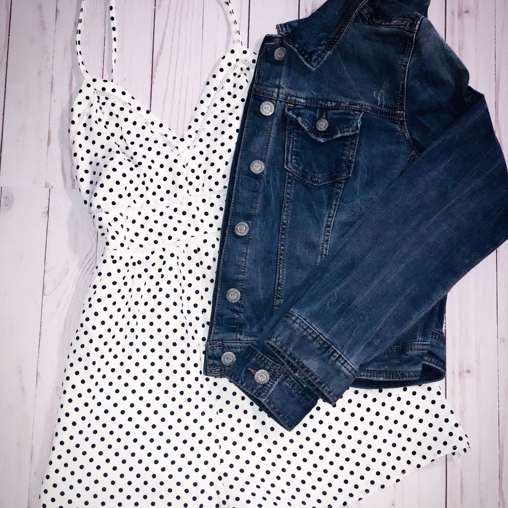 Black and white polkadot romper